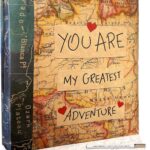 Holoary Self Adhesive Page Photo Album with Metallic Pen Magnetic Self-Stick Scrapbook for 3x5 4x6 5x7 6x8 8x10 Hand Made DIY 40 pages Albums, Printed Kraft Paper Cover Old Map Adventure Memory Book