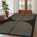 Lahome Modern Rainbow Easy Jute Carpet, Washable 5x7 Area Rugs for Living Room Patio Black Farmhouse Indoor Outdoor Rugs, Contemporary Natural Non Slip Floor Carpet for Office RV Backyard