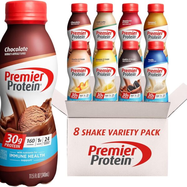 Premier Protein Shake, 8 Flavor Variety Pack, 30g Protein, No Added Sugar, 24 Vitamins & Minerals to Support Immune Health, 11 fl oz, 8 Pack (Packaging May Vary)