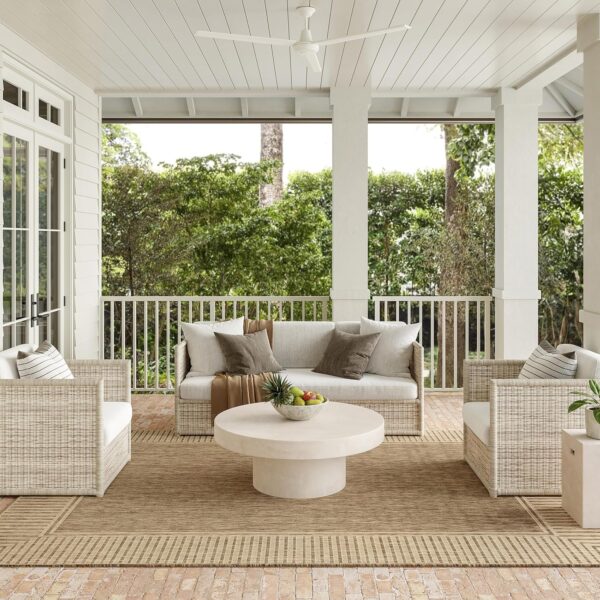 Nuloom Asha Light Brown/Ivory, 8' x 10', Casual, Striped Border, Soft and Cozy, High Traffic, Stain Resistant, Easy Clean, Durable Area Rug for Indoor/Outdoor Patio, Deck, Porch, Garden, Courtyard