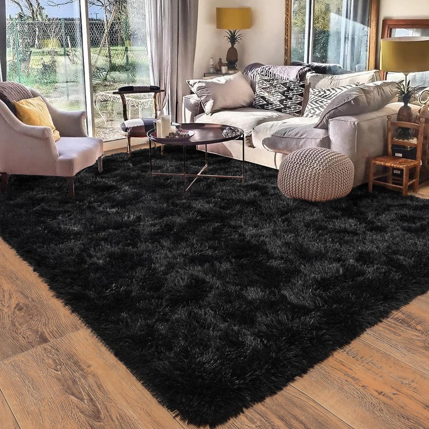 8x10 Area Rugs for Living Room, Ultra Soft Large Shag Black Bedroom Rug Upgrade Non-Slip Plush Modern Fluffy Carpet for Kids Boys Girls Room Home Decor Aesthetic 8x10 Area Rugs for Living Room, Ultra Soft Large Shag Black Bedroom Rug Upgrade Non-Slip Plush Modern Fluffy Carpet for Kids Boys Girls Room Home Decor Aesthetic