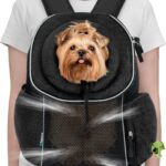 PetAmi Dog Front Carrier Backpack, Ventilated Adjustable Dog Pet Cat Chest Carrier Backpack, Dog Carrier for Hiking Camping Travel, Small Dog Puppy Medium Cat Carrying Bag, Max 10 lbs, Black