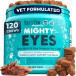 Mighty Paw Waggables Eyes (Made in USA) | Tear Stain Chews for Dogs. Vision and Tear Stain Support Supplements for Dogs. Lutein Supplement. Lubricates Eyes, Immune Support (120 Ct)