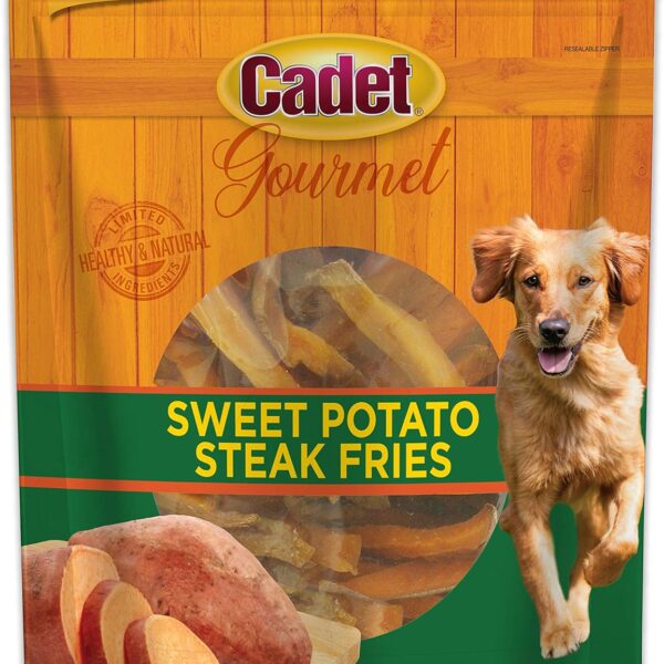 Cadet Gourmet Sweet Potato Steak Fries, Healthy Natural Chewy Dog Treats, Single-Ingredient, for Small & Large Dogs, 1 Pound