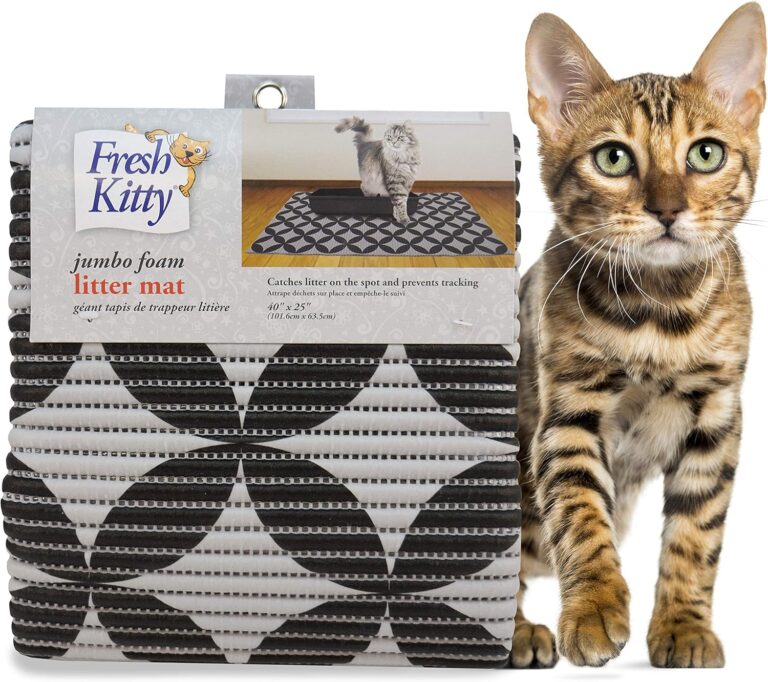 Fresh Kitty Durable XL Jumbo Foam Litter Box Mat  BPA and Phthalate Free, Water Resistant, Traps Litter from Box, Scatter Control, Easy Clean Mats  Gray Pattern 40x 25 (9052)