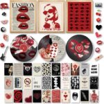 97 Decor Downtown Girl Room Decor Y2k Posters - Dark Red Downtown Girl Aesthetic Wall Decor, Y2k Room Decor 2000s Collage Kit, Trendy Wall Art Prints Dorm Decorations For Teen Girls Bedroom (Unframed)