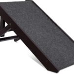 BIRDROCK Home Adjustable Pet Ramp for Small Dogs, Cats, Puppies - Foldable Wooden Dog Ramp for Couch, Bed, Car - Indoor or Outdoor- Safe, Portable, Non-Slip Carpet - 13", Espresso