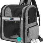PetAmi Dog Backpack Carrier for Small Large Cat, Pet, Puppies, Ventilated Pet Hiking Backpack Travel Bag, Airline Approved Cat Backpack Carrier, Safety Back Support, Camping Biking, Max 18 lbs, Grey