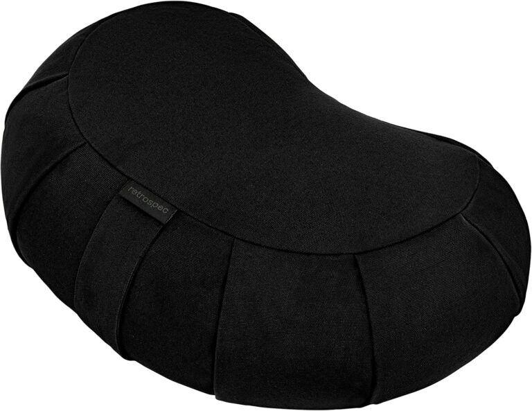 Retrospec Sedona Zafu Meditation Cushion Filled w/Buckwheat Hulls - Yoga Pillow for Meditation Practices - Machine Washable 100% Cotton Cover & Durable Carry Handle, Crescent, Black