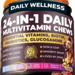 24-in-1 Daily Multivitamin Dog Chews  Beef Flavor  All-in-One PhD-Endorsed Support for Joints, Skin & Coat, Digestion, Immunity, Gut Health, Glucosamine, Omega-3, Probiotics & Antioxidants 140 Chews