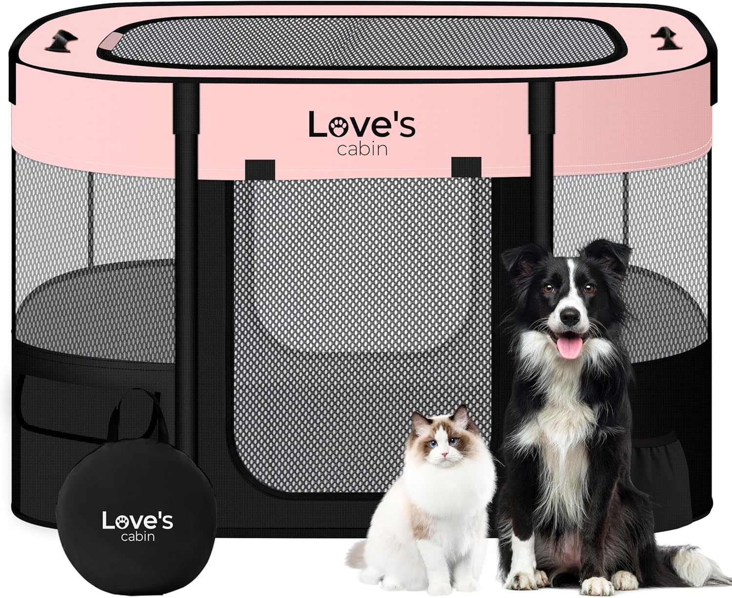Love's cabin Pet Puppy Dog Playpen, Small Dog Tent Crates Cage Indoor/Outdoor, Portable Exercise Playpen for Cat, Foldable Pop Up Dog Kennel Playpen with Carring Case (S, Pink) Love's cabin Pet Puppy Dog Playpen, Small Dog Tent Crates Cage Indoor/Outdoor, Portable Exercise Playpen for Cat, Foldable Pop Up Dog Kennel Playpen with Carring Case (S, Pink)