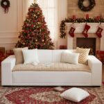 LiveGo Fuzzy Couch Covers for Pets, Couch Protector for Dogs Garden Chic Cotton Protective Couch Cover, Pet Mat Bed Couch Cover (Milky Coffee, 70x150 cm/27.6x59.06 in)