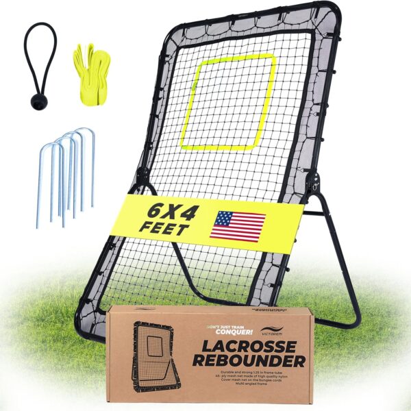 Victorem Lacrosse Rebounder for Backyard - 6x4 Ft. Volleyball Rebounder, Bounce Back Net with 5 Rebound Angles - Rebound Net for Lacrosse, Baseball, Tennis & Softball Training