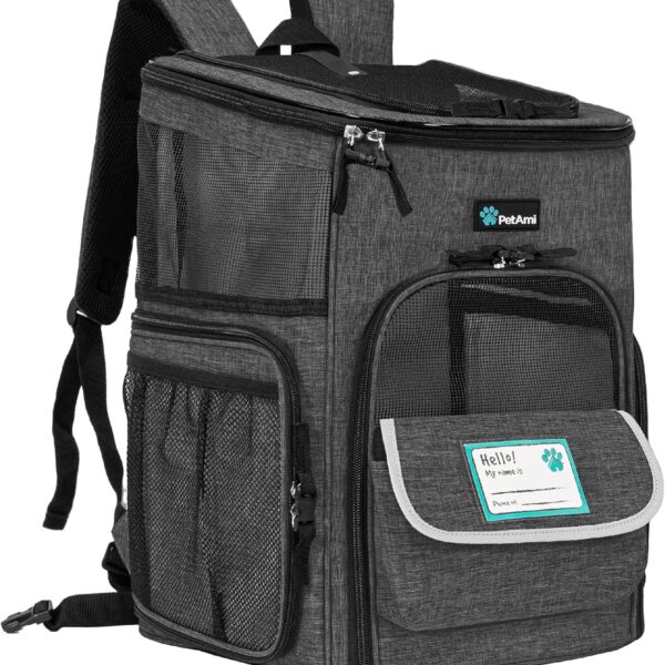 PetAmi Dog Backpack Carrier, Airline Approved Cat Backpacks for Carrying Small Large Cats, Pet Carrier Back Pack, Ventilated Soft Sided for Travel, Hiking, Camping, Max 18 lbs, Charcoal