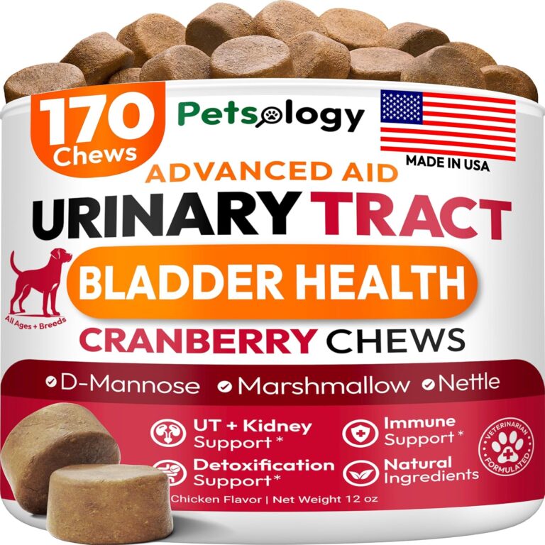 Dog UTI Treatment - 170 Cranberry Chews for Dogs - Urinary Tract Support, Bladder & Kidney Support Multivitamin - Cranberry Supplement for Dogs with D-Mannose - Dog Vitamins and Supplements