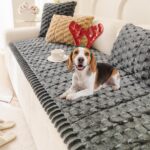 Couch Cover for Dogs Washable, Fuzzy Pet Couch Covers for 2 Cushion Sofa Pet Friendly, Non Slip Sofas Cover Protector for Sofas, Gray Plaid, 27.6"59.1"