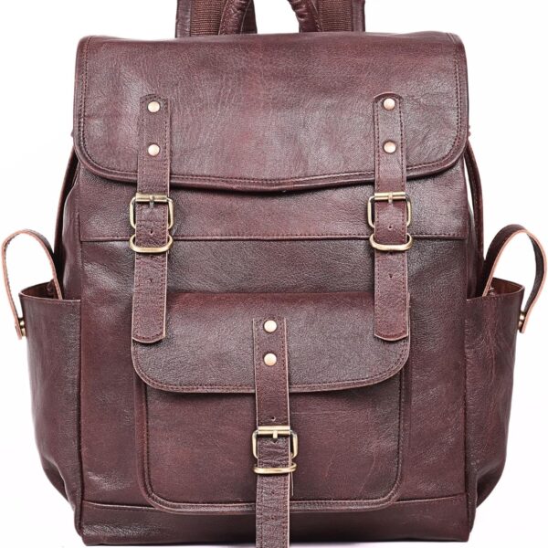 17.3-inch Mens Genuine Leather Backpack Large Brown Laptop Backpack for Men, Vintage Leather Bookbag for Travel, Work & Business, Best Executive Computer Backpack Mochila Cuero Hombre