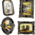 Geetery 4 Pcs Black Gothic Vintage Picture Frame Set Victorian Antique Ofrenda Photo Picture Frame Small Luxury Wall Hanging Decor for Gallery Wall Photo Display Tabletop Home Decoration