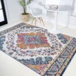 JONATHAN Y Boho Vintage Blue/Multi Indoor Area Rug, 9x12, Bohemian Flair Medallion, Floral Easy-Cleaning High Traffic for Living Room, Bedroom, Kitchen, Pet-Friendly, Non-Shedding (BMF106A-9)