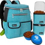 PetAmi Dog Travel Bag Backpack, Airline Approved Dog Bags for Traveling, Puppy Diaper Bag Supplies, Pet Camping Essentials Hiking Accessories Dog Mom Gift, Food Container, Collapsible Bowls, Teal Blue