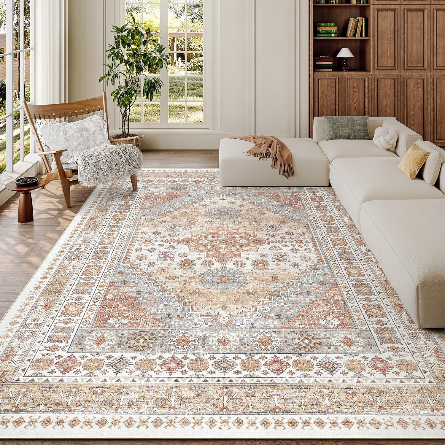 zesthome 6x9 Area Rug, Super Soft Washable Rugs for Living Room, Non-Slip Stain Resistant Vintage Rugs, Ultra-Thin Large Area Rugs (Orange,6'x9') zesthome 6x9 Area Rug, Super Soft Washable Rugs for Living Room, Non-Slip Stain Resistant Vintage Rugs, Ultra-Thin Large Area Rugs (Orange,6'x9')