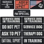 12 Pieces Service Dog Therapy Dog Don't Pet in Training No Touch Full Embroidered Badge Emblem Patch for Service Dogs Harness Vest Clothes