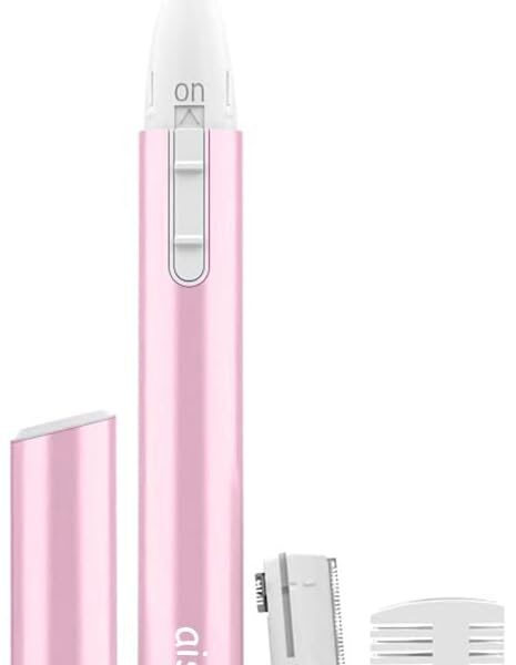 Eyebrow Trimmer, Facial Hair Trimmer Precision Detailer with Rinseable Blade, Battery Powered Double-Sided Eyebrow Razor with Comb, Compact Pen-Size Safe Painless Shaver for Chin Peach-Fuzz