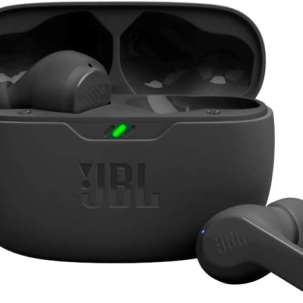 JBL Vibe Beam - True Wireless JBL Deep Bass Sound Earbuds, Bluetooth 5.2, Water & Dust Resistant, Hands-Free Call with VoiceAware, Up to 32 Hours of Battery Life (Black)