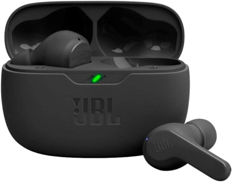 JBL Vibe Beam - True Wireless JBL Deep Bass Sound Earbuds, Bluetooth 5.2, Water & Dust Resistant, Hands-Free Call with VoiceAware, Up to 32 Hours of Battery Life (Black)