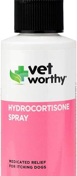 Vet Worthy Hydrocortisone Spray for Dogs - Medicated Itch Relief for Hot Spots, Eczema, Bites, Skin Irritations - Dog Wound Care Spray with Hydrocortisone Acetate and Aloe Vera - 4oz.
