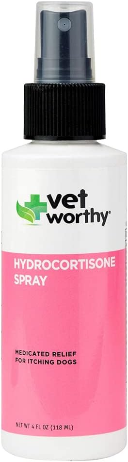 Vet Worthy Hydrocortisone Spray for Dogs - Medicated Itch Relief for Hot Spots, Eczema, Bites, Skin Irritations - Dog Wound Care Spray with Hydrocortisone Acetate and Aloe Vera - 4oz. Vet Worthy Hydrocortisone Spray for Dogs - Medicated Itch Relief for Hot Spots, Eczema, Bites, Skin Irritations - Dog Wound Care Spray with Hydrocortisone Acetate and Aloe Vera - 4oz.
