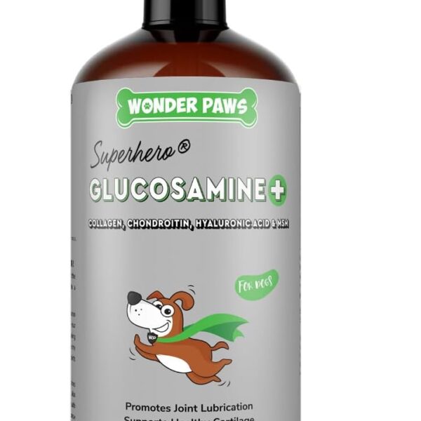 WONDER PAWS Premium Liquid Glucosamine for Dogs Strength Joint Support, Flexibility, Cartilage & Mobility - Hip and Joint Supplement with Chondroitin, MSM, Collagen & Hyaluronic Acid (16 Oz)