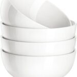 MALACASA 26 Oz Porcelain Soup Bowls Set of 4, White Ceramic Bowls for Kitchen, Cereal Bowl for Oatmeal, Fruit, Salad, Ramen and Rice Bowl -Dishwasher & Microwave Safe Bowls