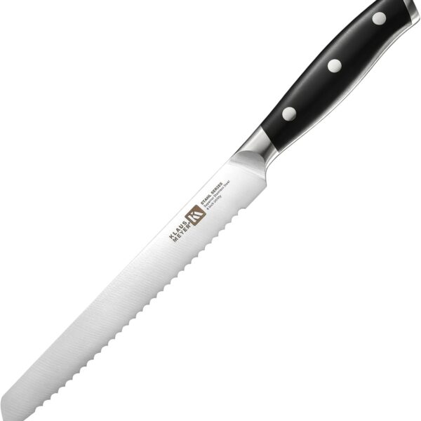 Klaus Meyer Stahl High Carbon Exclusive German Steel 6 inch Utility Serrated Knife (Black)
