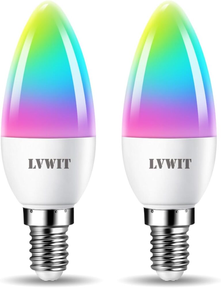 LVWIT Smart Light Bulb, WiFi Chandelier LED Bulb, E12 Base, 4.9W, 470Lm, 2Pk, Color Changing, Dimmable, Compatible with Alexa, Google Home, No Hub Required, B11, Warm White, 50000hrs Life