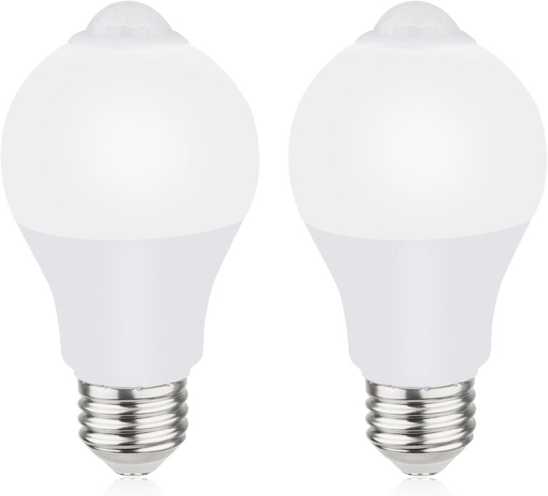 Motion Sensor Light Bulbs for Outdoor Indoor, 9W A19 Motion Detector Led Bulb, 60 Watt Equivalent, E26 800lm 5000K Daylight, Dusk to Dawn Motion Activated Security Lights for outside, Inside (2 Pack)