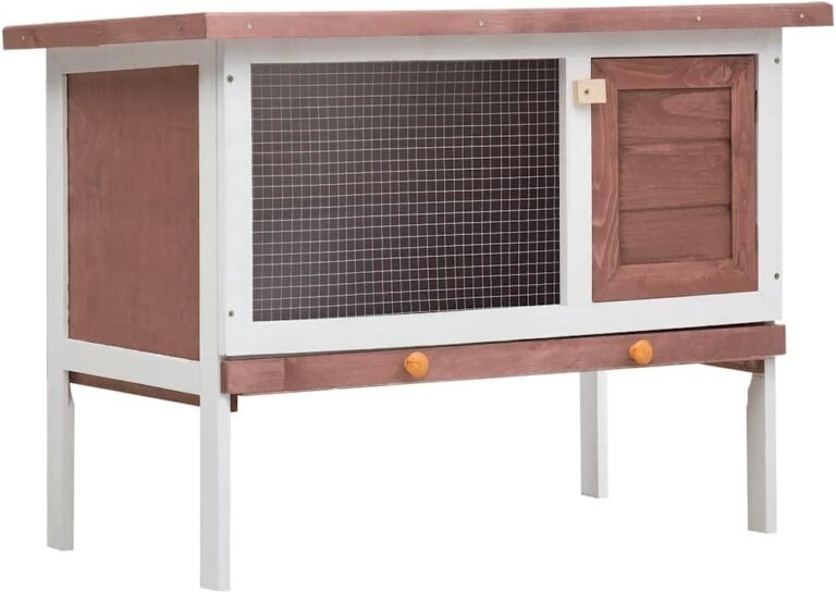 vidaXL Outdoor Rabbit Hutch - Spacious Exterior Bunny Cage, Durable Wood Construction, Weatherproof Design, Pull-Out Tray for Easy Cleaning, with Iron Wire Mesh for Ventilation