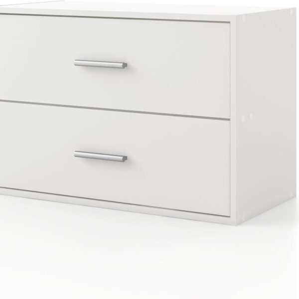 Homes: Inside + Out Apexa 2-Drawer Wooden Stackable Storage Drawers, Small Food Pantry Cabinet, Cajonera De Madera, Underbed Drawer Dorm Teen Room Decor & Bedroom, Home Office, Kitchen, White