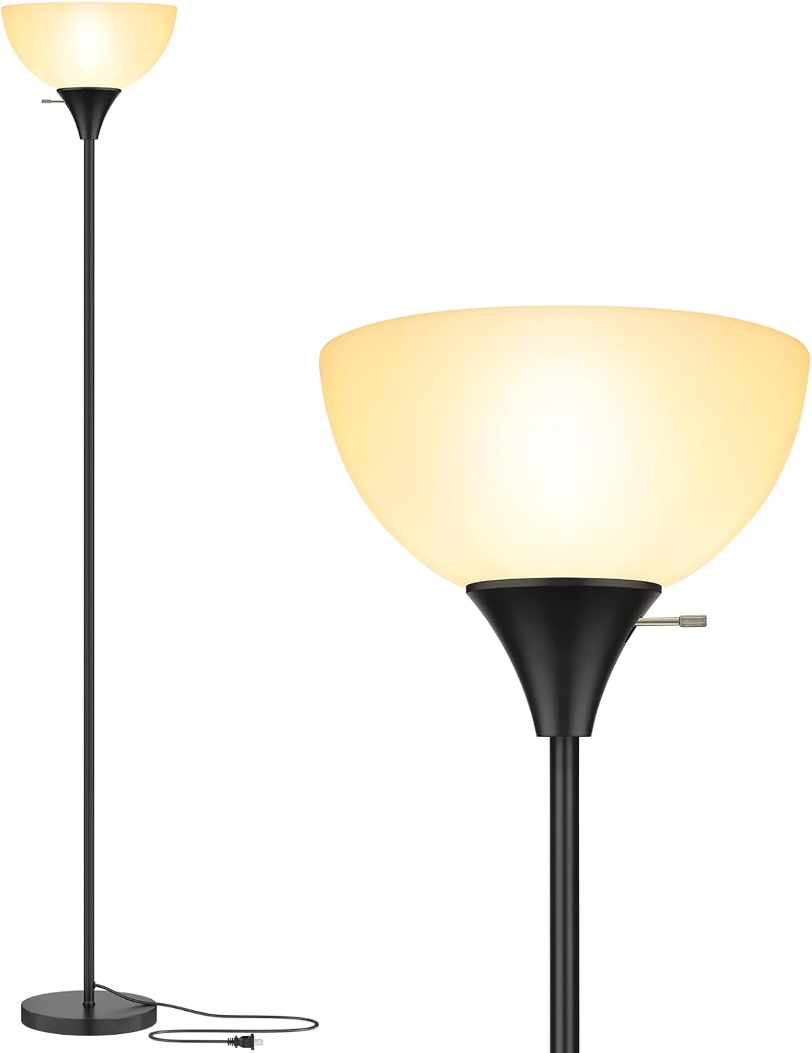 Floor Lamp, LED Standing Lamps with White Plastic Shade, Black Modern Torchiere Floor Lamp, Tall Lamps for Living Room Dorm, Bulb not Included Floor Lamp, LED Standing Lamps with White Plastic Shade, Black Modern Torchiere Floor Lamp, Tall Lamps for Living Room Dorm, Bulb not Included