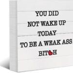 Funny Decorative Wooden Box Sign Inspirational Quotes Rustic Office Desk Accessories Motivational Farmhouse Wood Block Plaque Positive Affirmations Home Shelf Table Cubicle Workout Room Gym Decor