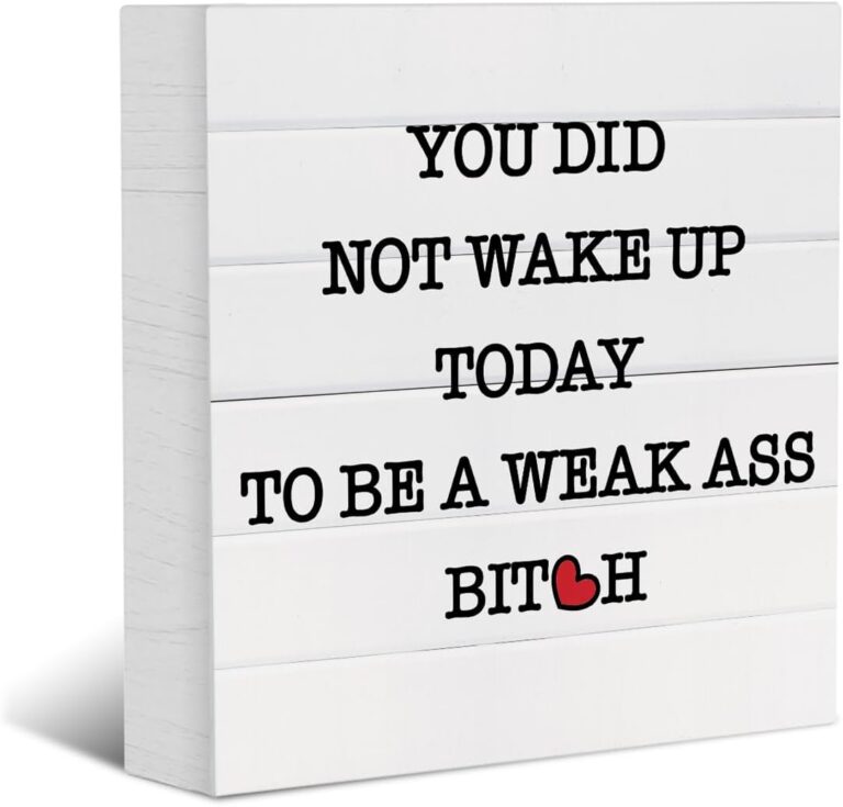 Funny Decorative Wooden Box Sign Inspirational Quotes Rustic Office Desk Accessories Motivational Farmhouse Wood Block Plaque Positive Affirmations Home Shelf Table Cubicle Workout Room Gym Decor