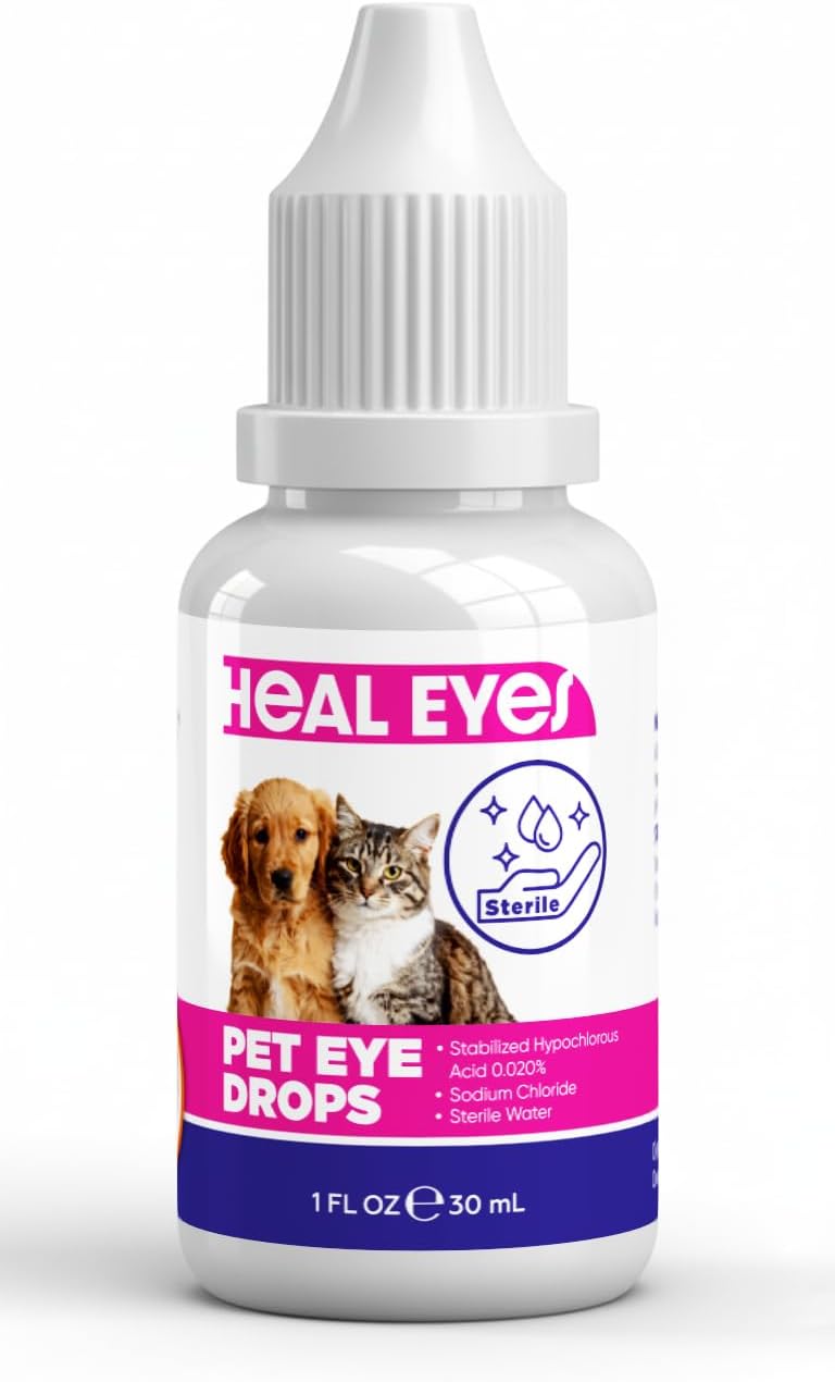 Heal Eyes Daily Eye Care Drops 1 fl oz (30 ml) for Cats, Dogs, Birds & Horses  Gentle Tear Stain Remover, Soothing Eye Cleaner, Alcohol-Free & Vet-Formulated