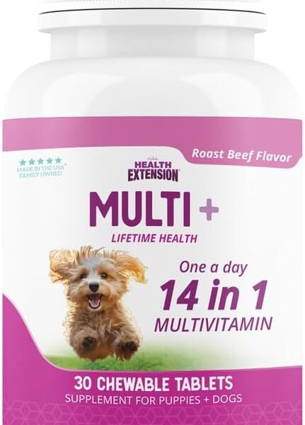 Health Extension Lifetime Multivitamin and Mineral Tablets for Dogs & Puppies, 30 Tablets - Immune, Digestion, Joint Support, Coat & Skin Health