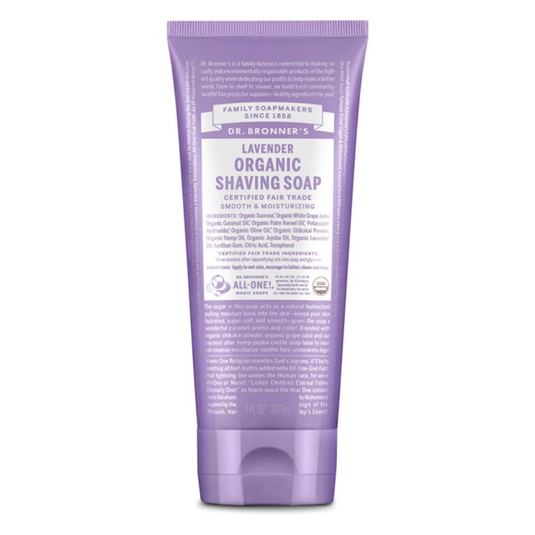 Dr. Bronner's Organic Shaving Soap (Lavender, 7 Ounce) Moisturizing Shave Soap for Men & Women Certified Organic Sugar & Shikakai For Face, Underarms & Legs