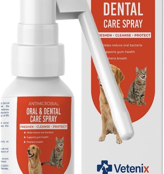 Oral Spray for Dogs and Cats Teeth Cleaning Spray Freshens Breath, Soothes Gums, Alcohol Free Daily Dental Care with Pure Hypochlorous  3.38 oz