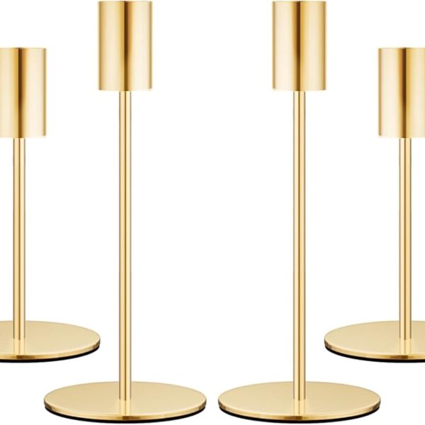 Set of 6 French Gold Taper Candle Holders Candlestick Holders, Decor Candle Stick Candle Holder for Table or Mantel Centerpiece, Wedding, Dinning, Party Home Decor
