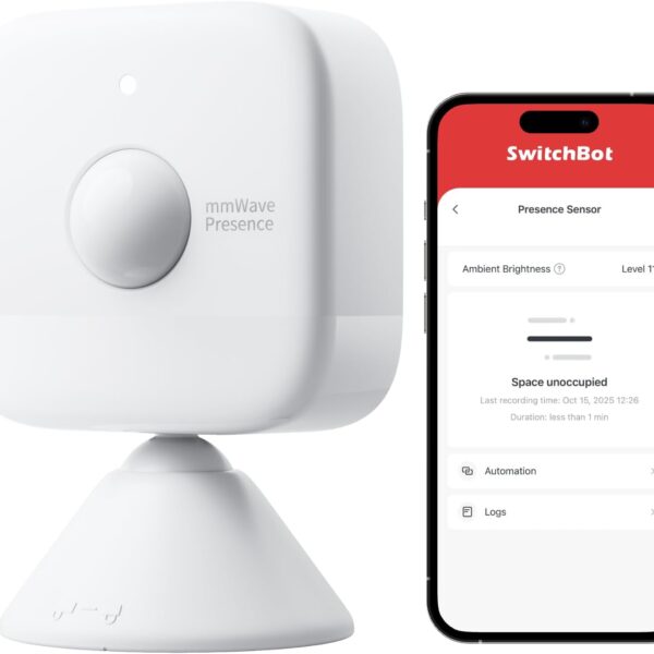 SwitchBot Smart mmWave Radar Motion Sensor, Bluetooth Presence Sensor with Dynamic Detection & Zone Positioning, Compatible with Alexa, HomeKit & Apple Home via SwitchBot Hub, 2-Year Battery Life