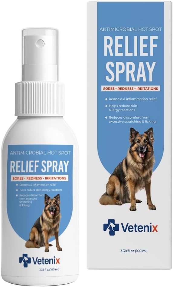 Hot Spot Spray for Dogs Healing Aid for Skin Sores, Irritations & Redness | Anti-Itch Relief to Stop Chewing & Licking | Safe, Non-Toxic HOCl Formula for All Animals | 3.38 fl oz