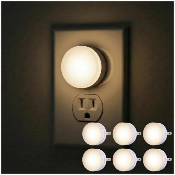 Lights by Night Plug In Night Light Bedroom Decor Apartment Essentials LED Lights Ambient Lighting Dusk to Dawn Sensor Nightlight Bathroom, 6 pack