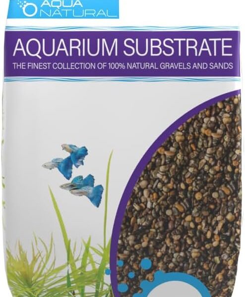 Aqua Natural Midnight Pearl 20lb Gravel Substrate for aquascaping, Aquariums, vivariums and terrariums 2-4mm, Brown